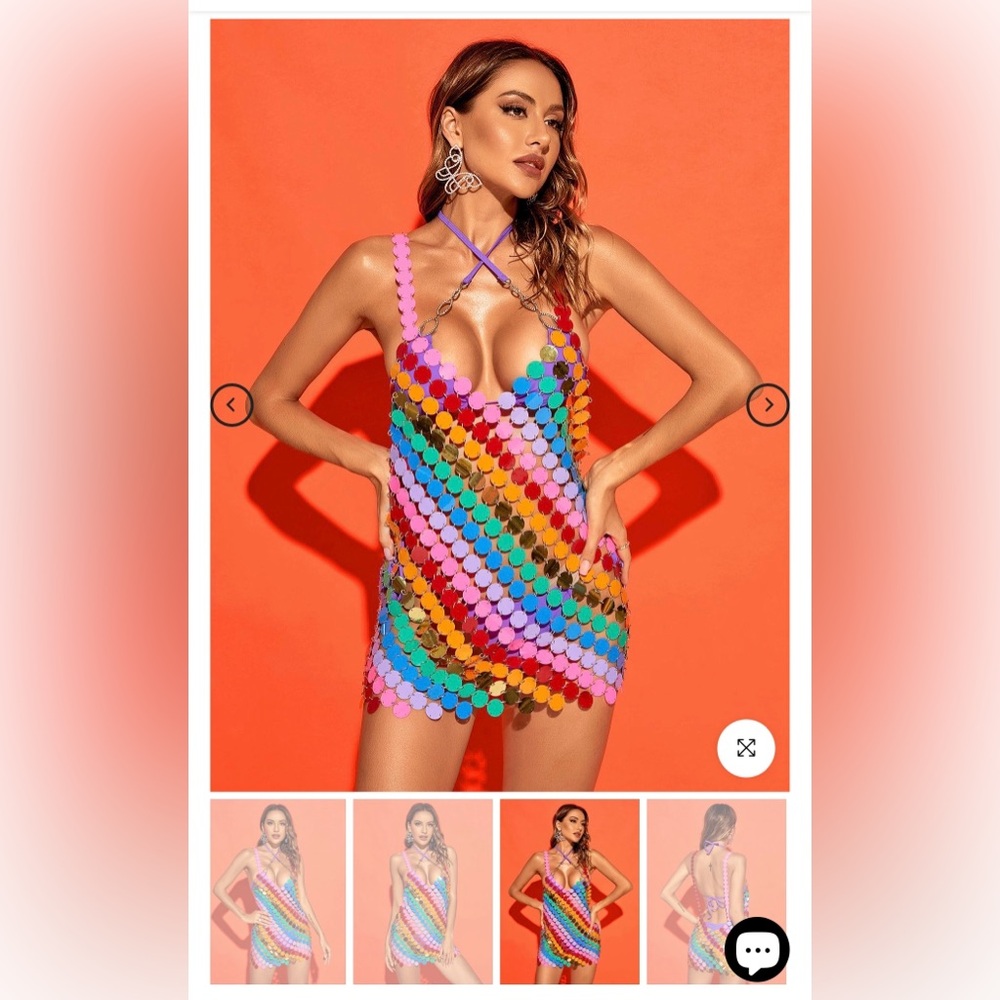Irene Chainmail Mini Dress in Rainbow - Mew Mews